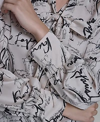 Karl Lagerfeld Paris Women's V-Neck Long-Sleeve Top