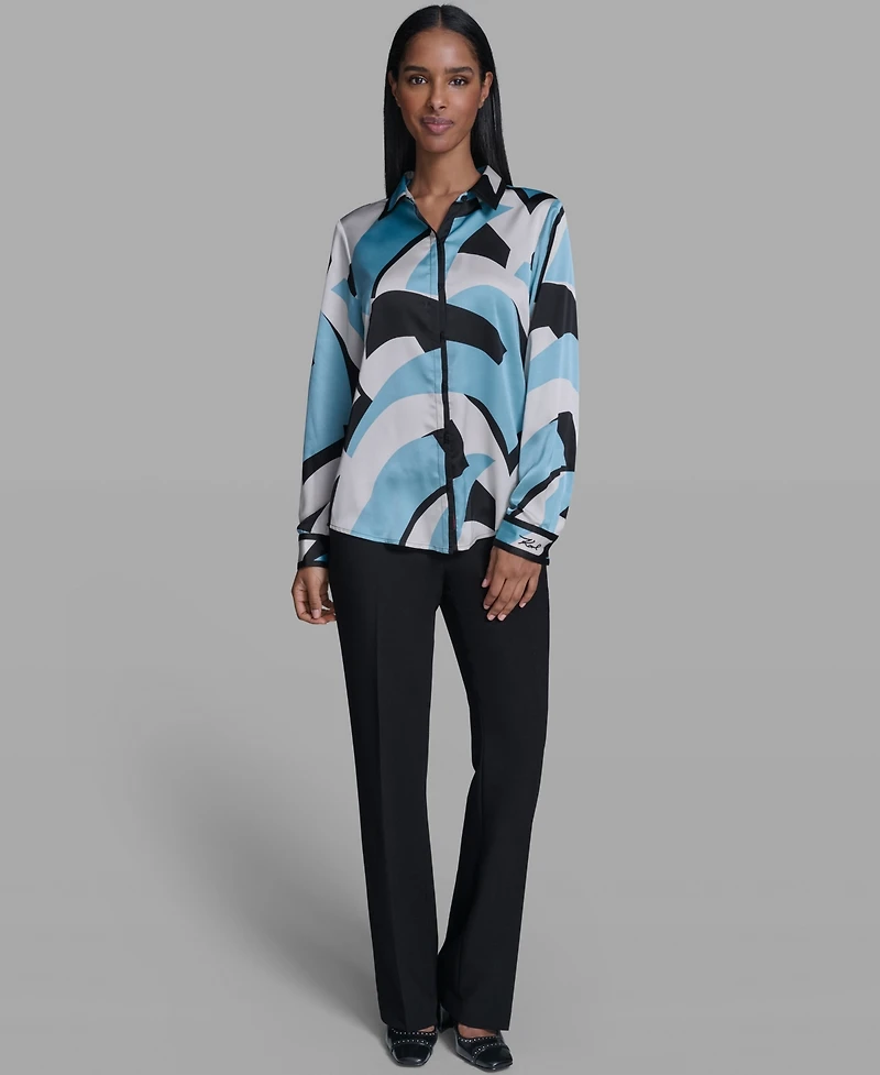 Karl Lagerfeld Paris Women's Collared Button-Down Top