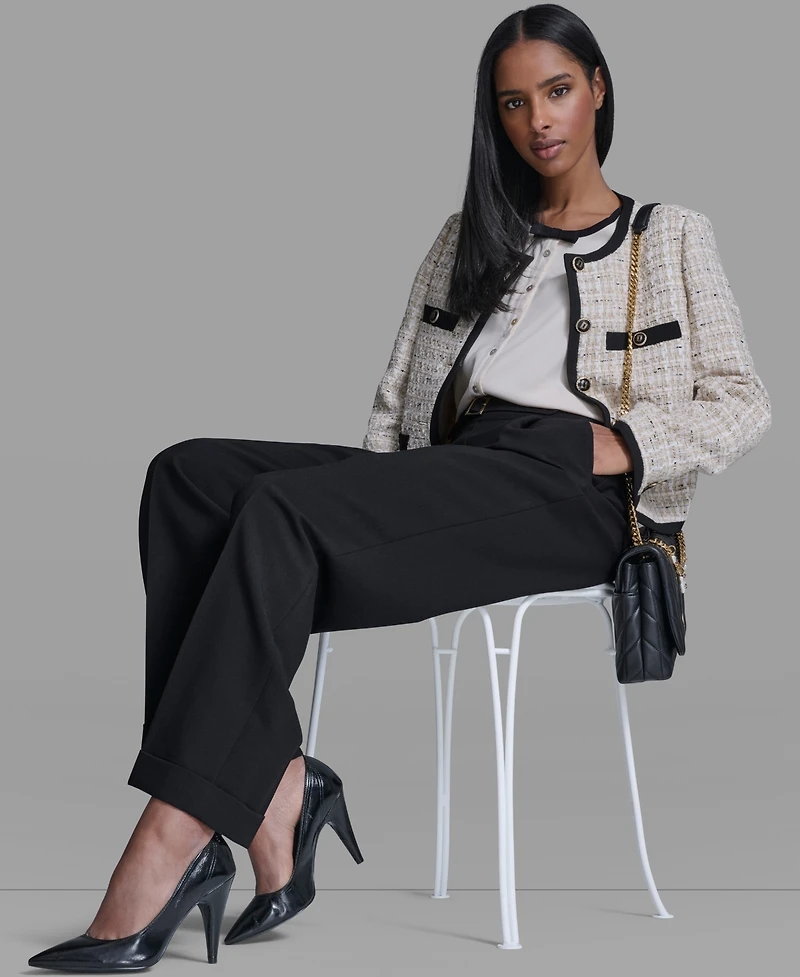 Karl Lagerfeld Paris Women's Five-Button Round Neck Jacket