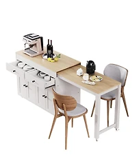 Streamdale Furniture 74.5" Extendable Dining Table Kitchen Island Cart with Wheels, White