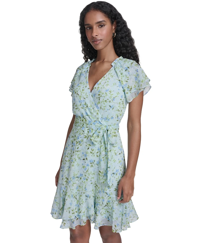 Tommy Hilfiger Women's Flutter-Sleeve Wrap Dress