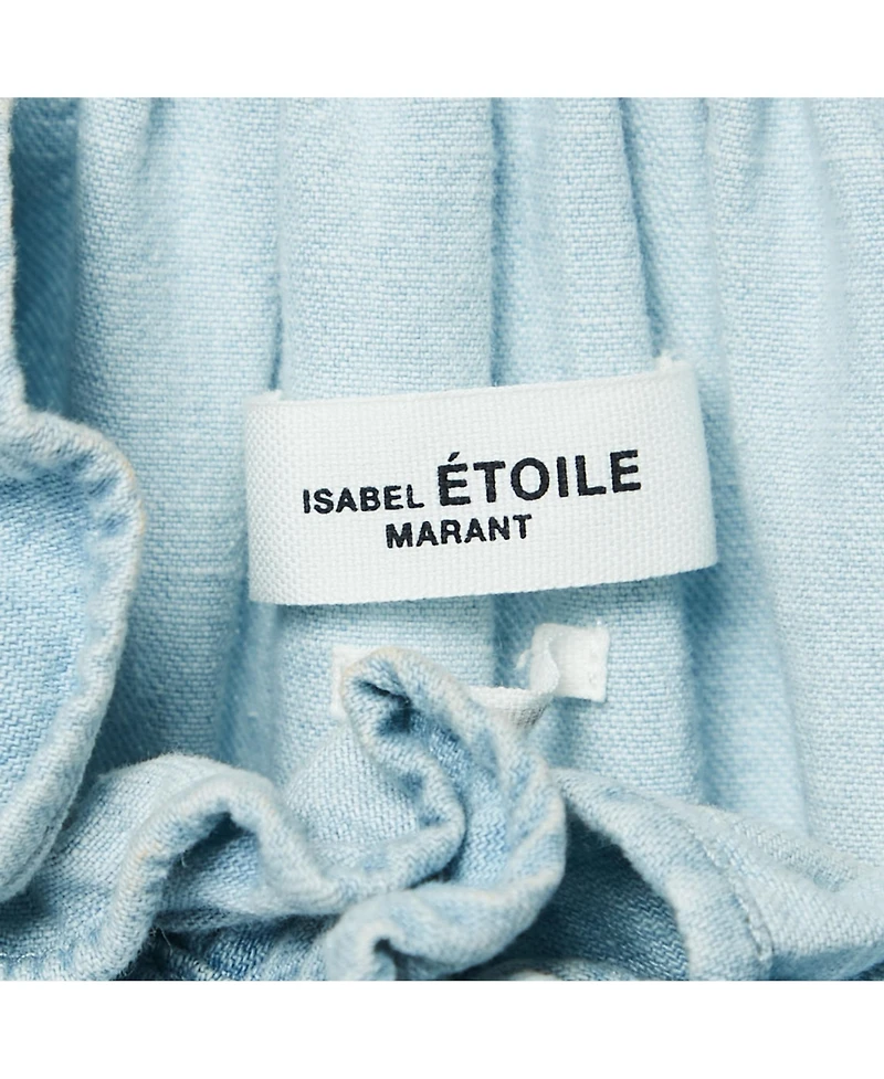 Pre-Owned Isabel Marant Women's Etoile Light Blue Denim Button Front Ruffled Blouse