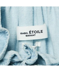 Pre-Owned Isabel Marant Women's Etoile Light Blue Denim Button Front Ruffled Blouse