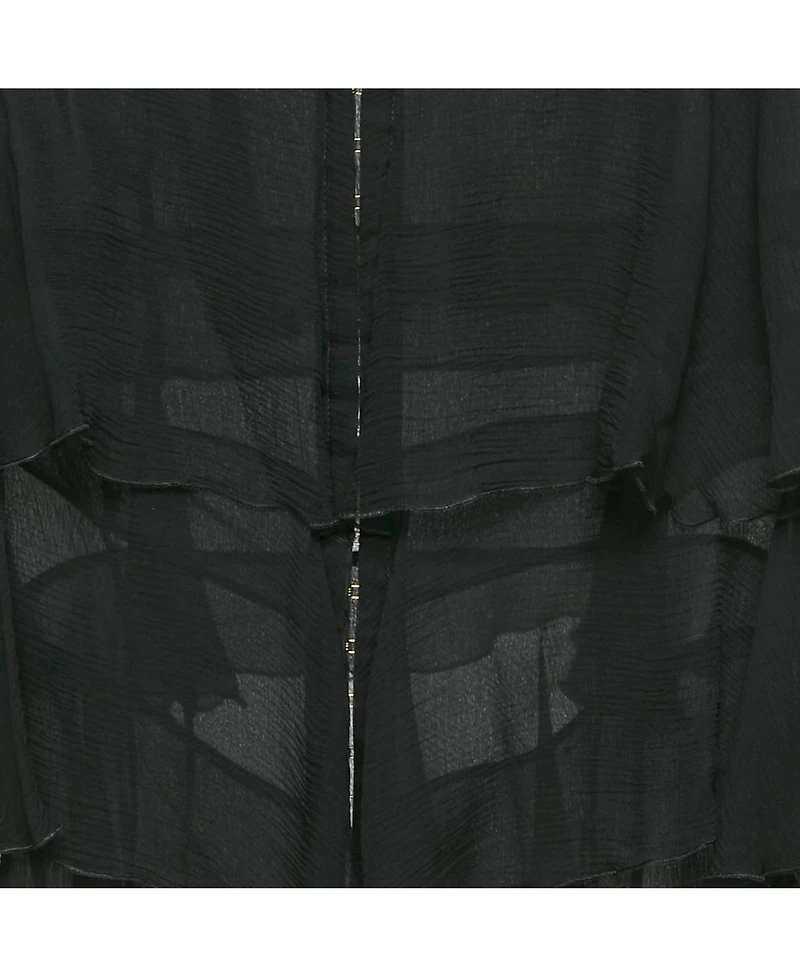 Pre-Owned Balmain Women's Black Silk Tiered Off-Shoulder Top