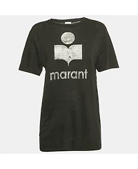 Pre-Owned Isabel Marant Women's Etoile Black Zewel Logo Linen T-Shirt