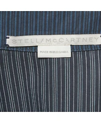 Pre-Owned Stella Mccartney Women's Navy Blue Pinstripe Cotton Ruche Shirt