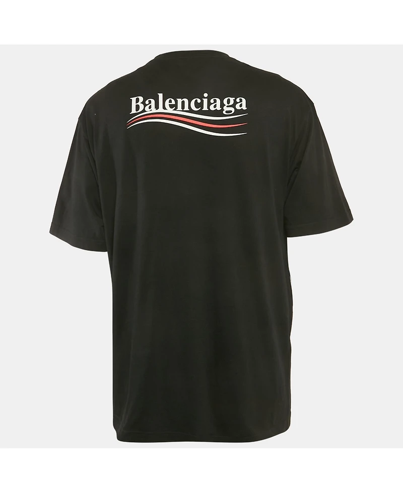 Pre-Owned Balenciaga Men's Black Logo Printed Cotton Knit Oversized T-Shirt