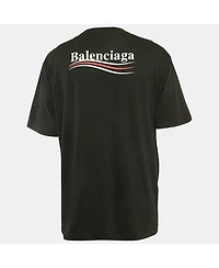Pre-Owned Balenciaga Men's Black Logo Printed Cotton Knit Oversized T-Shirt