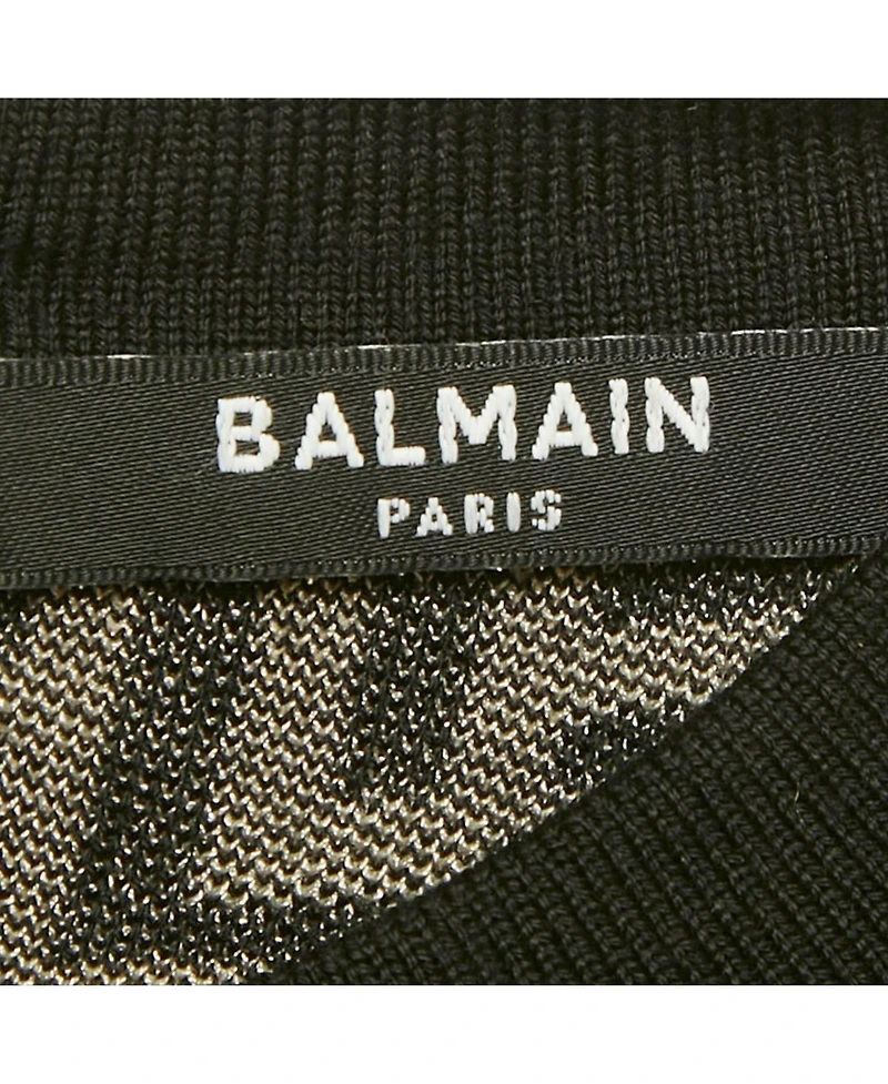 Pre-Owned Balmain Women's Beige/black Monogram Knit Bodycon Dress