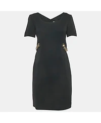 Pre-Owned Emilio Pucci Women's Black Crepe Ribbon Details Mini Dress