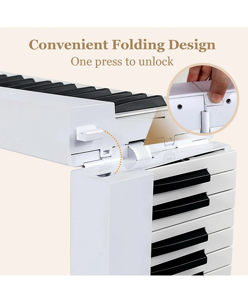 Costway 88-Key Folding Electric Piano Keyboard Semi Weighted Full Size Midi Toy