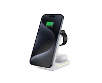 Risokeys 3-in-1 Magnetic Wireless Charger with Charging Port - Fast Charging Foldable Stand for Earphones, Watch and Phone