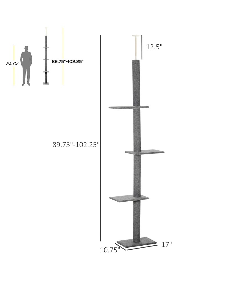 Zeus & Ruta Gray Floor-to-Ceiling Cat Tree