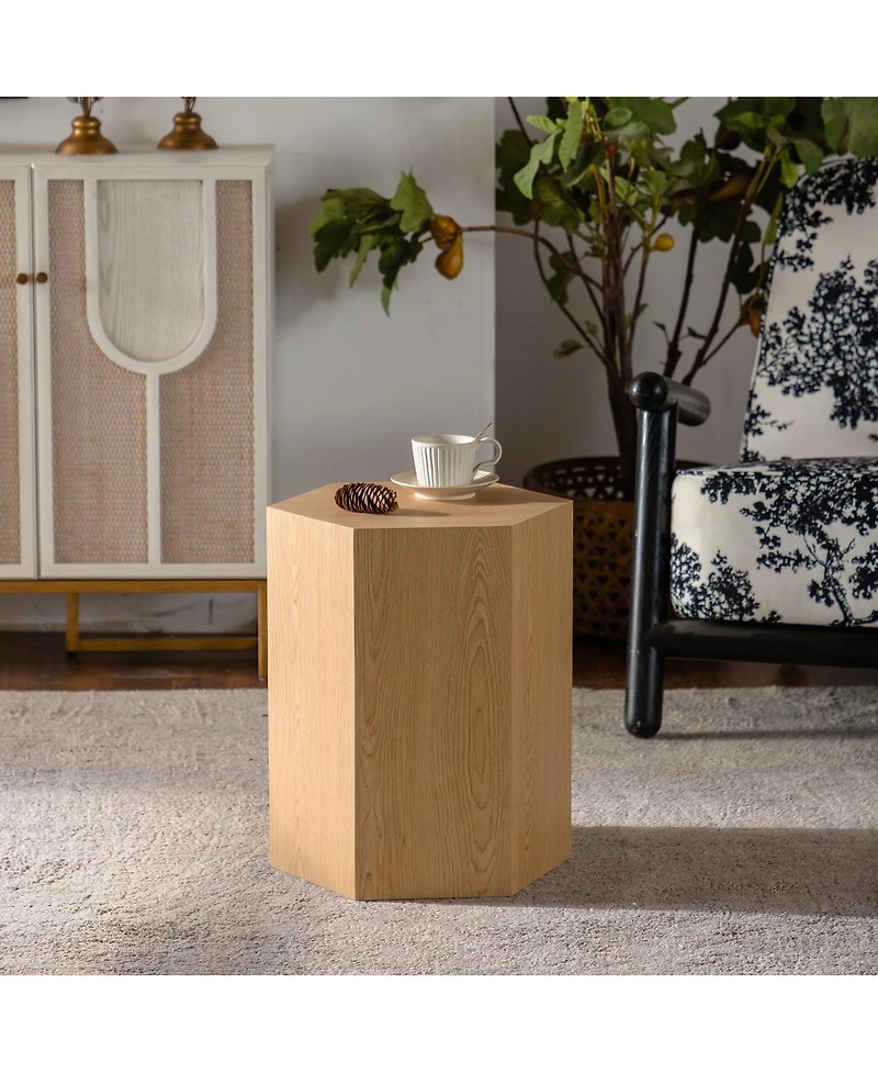 Streamdale Furniture Streamdale Hexagon Wood Grain Coffee Table - Modern End Table for Small Spaces (15.75"x13.58"x18.9
