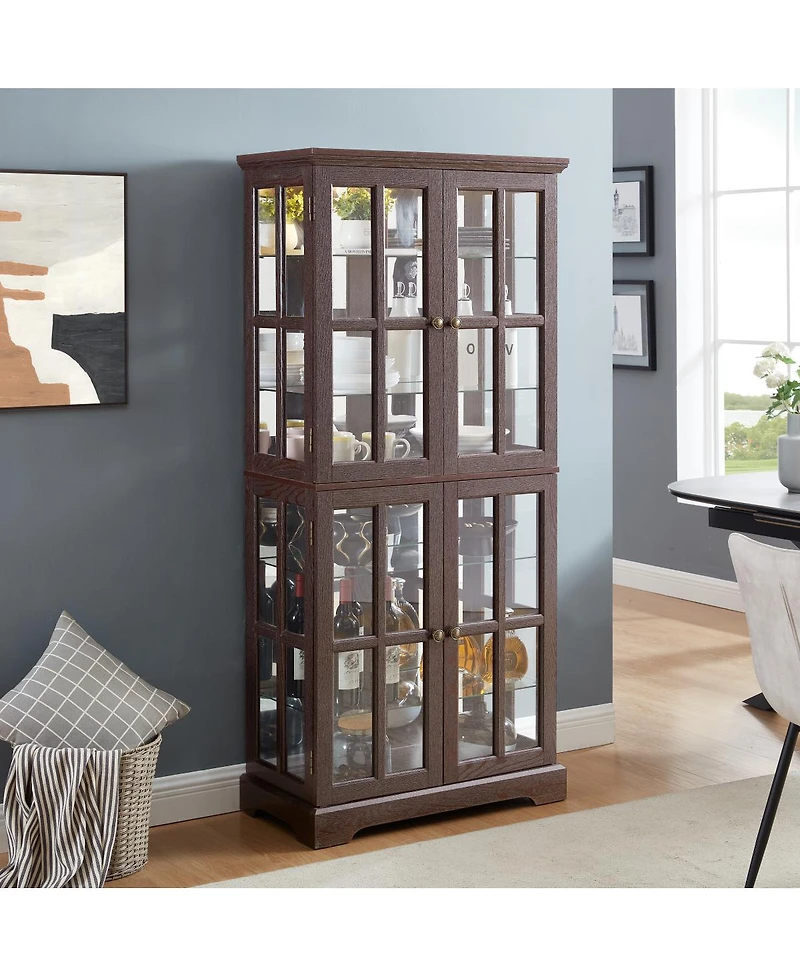 Streamdale Furniture Curio Display Cabinet with Glass Doors and Adjustable Shelves