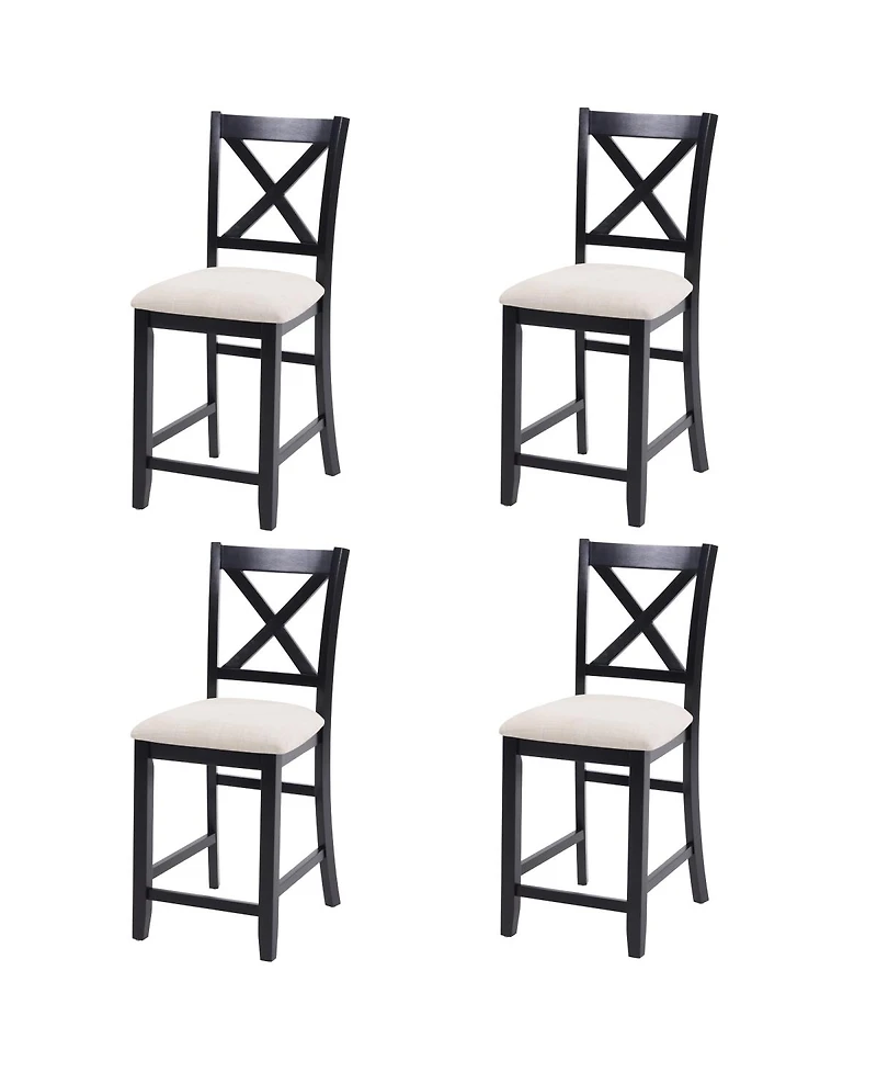 Streamdale Furniture Streamdale Wooden Counter Height Dining Chairs Set of 4 with Padded Seat, Black & Beige
