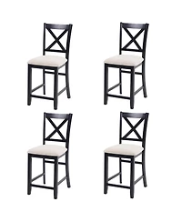 Streamdale Furniture Streamdale Wooden Counter Height Dining Chairs Set of 4 with Padded Seat, Black & Beige