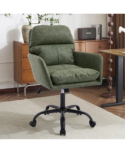 Streamdale Furniture Streamdale Office chair, Black Pu leather, adjustable height, green
