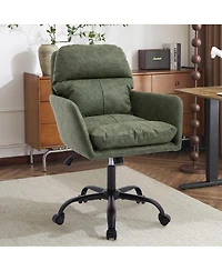 Streamdale Furniture Streamdale Office chair, Black Pu leather, adjustable height, green