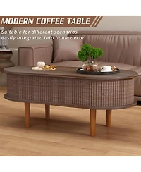 Streamdale Furniture Fluted Lift Top Coffee Table with Hidden Compartment