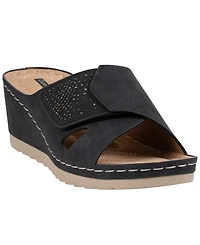 Gc Shoes Women's Savina Embellished Round Toe Wedge Sandals