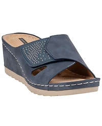 Gc Shoes Women's Savina Embellished Round Toe Wedge Sandals