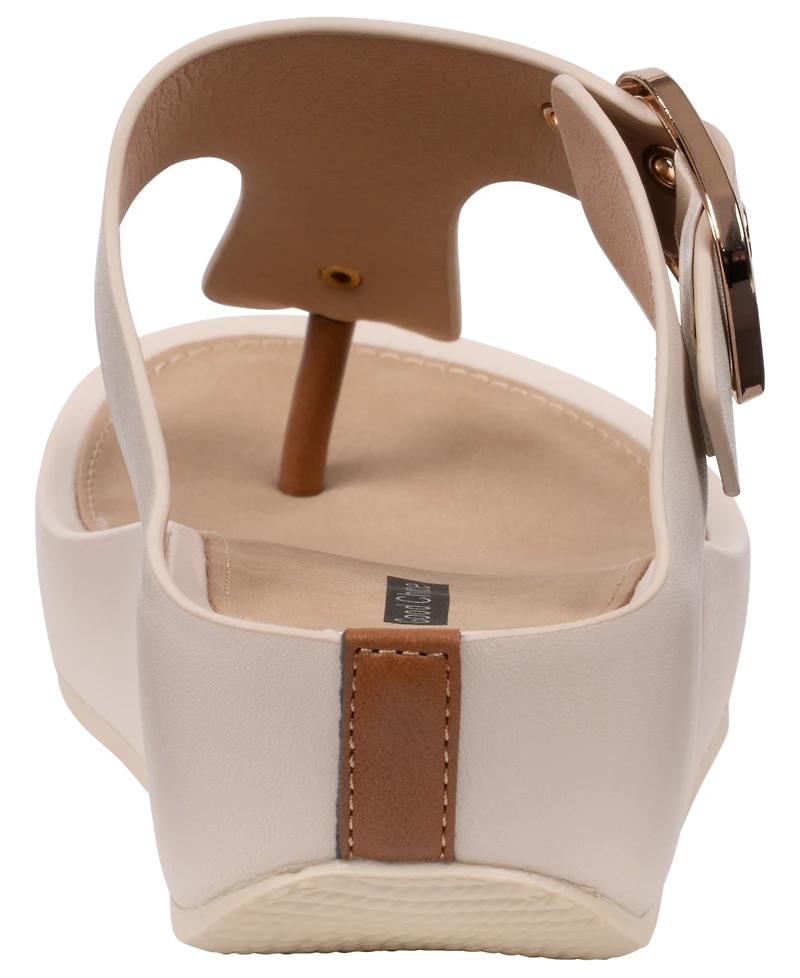 Gc Shoes Women's Rhodes Thong Round Toe Wedge Sandals