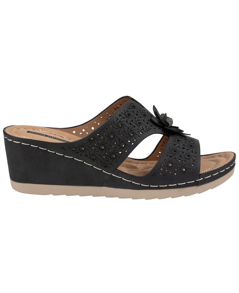 Gc Shoes Women's Nancia Floral Round Toe Wedge Sandals