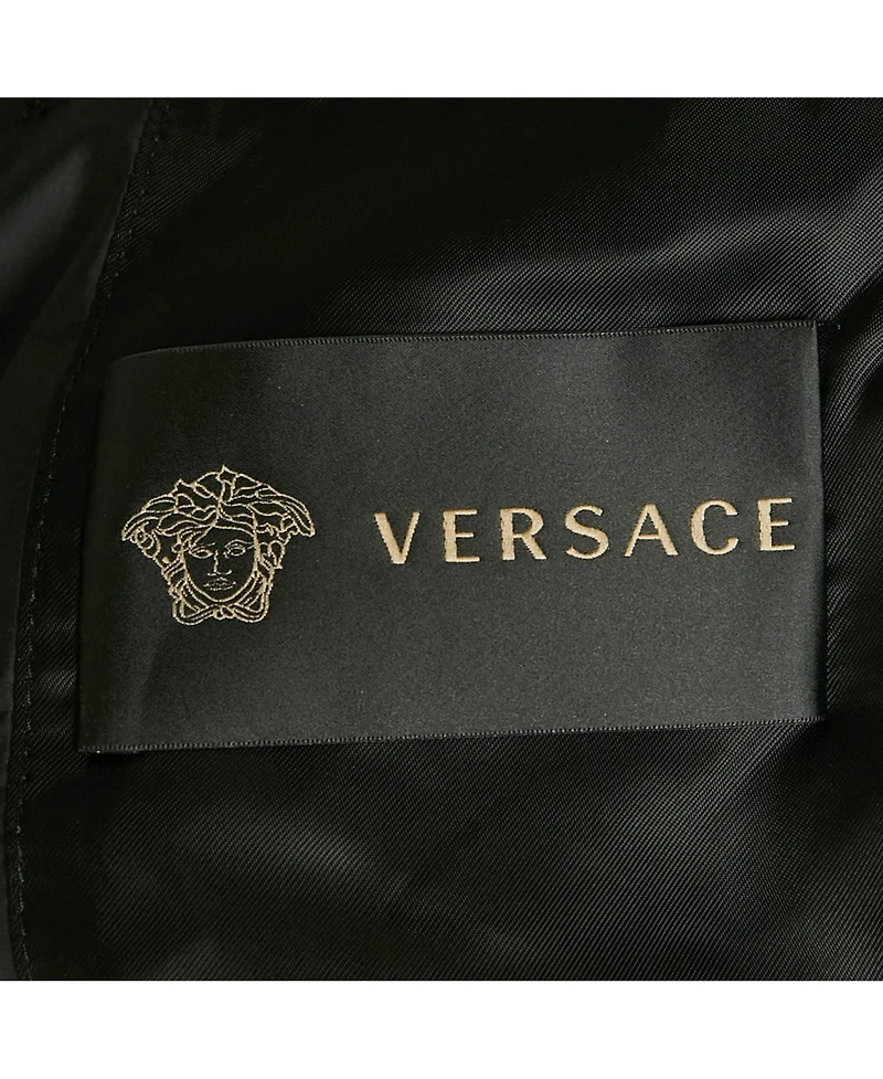 Pre-Owned Versace Men's Blue Printed Nylon Zip Front Jacket