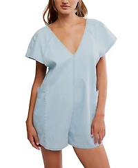Free People Women's Fall V-Neck Denim Romper
