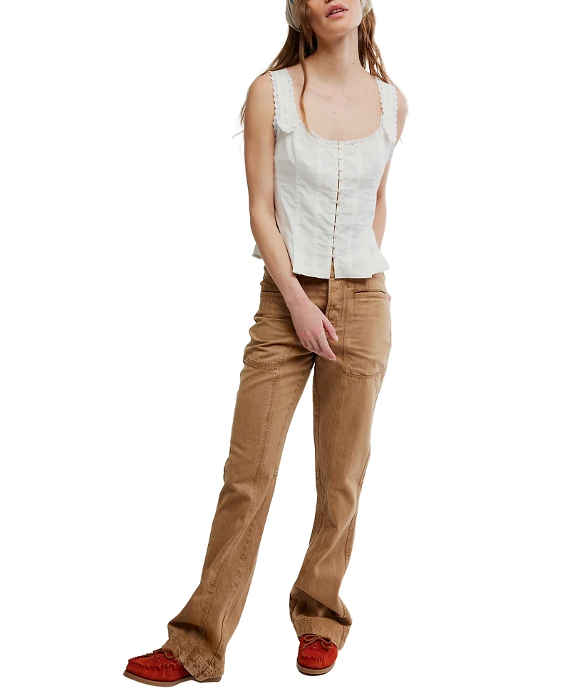 Free People Women's Bridgette Corset Scoop Neck Solid Top