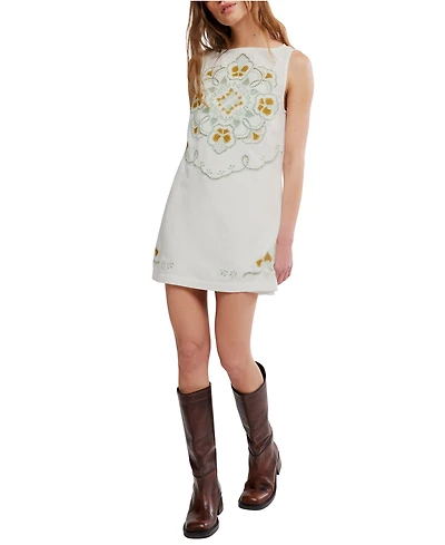 Free People Women's Electric Garden Boat Neck Mini Dress