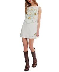 Free People Women's Electric Garden Boat Neck Mini Dress