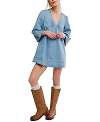 Free People Women's Goldie Balloon-Sleeve V-Neck Dress