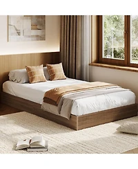 gaomon Wood Bed Frame, Wooden Platform with Fluted Design