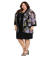 R & M Richards Plus 2-Pc. Floral-Print Jacket Dress Set
