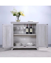 Streamdale Furniture Elegant sideboard with 2 acrylic mirrored doors, laminate & Mdf