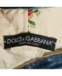 Pre-Owned Dolce & Gabbana Women's Cream Floral Cross Stitch Printed Cotton Pants