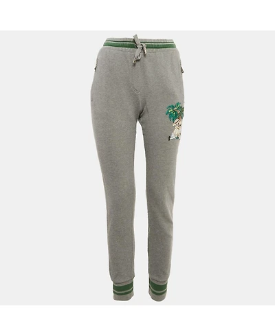 Pre-Owned Dolce & Gabbana Women's Grey Cotton Dgfamily Joggers