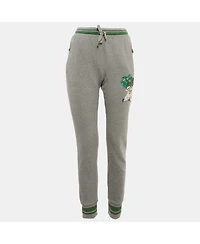 Pre-Owned Dolce & Gabbana Women's Grey Cotton Dgfamily Joggers