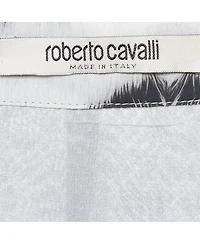 Pre-Owned Roberto Cavalli Women's Grey Printed Silk Maxi Skirt