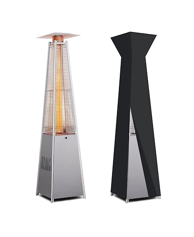 Decksplore 48,000 Btu Stainless Steel Pyramid Patio Flame Propane Gas Patio Heater with Wheels