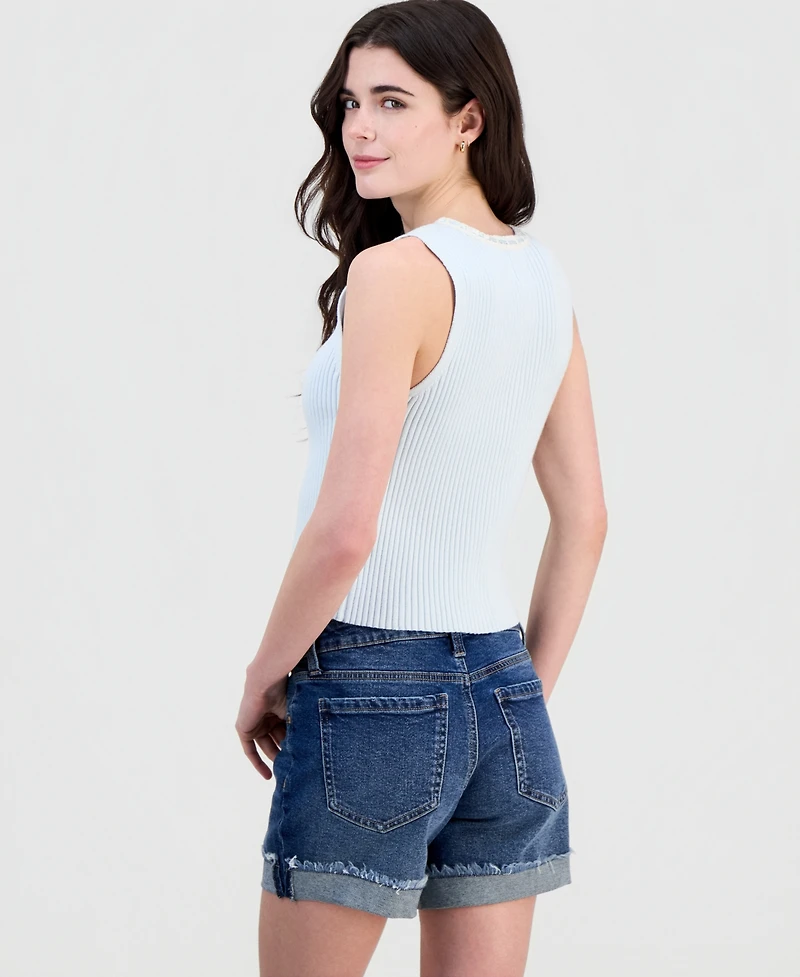 Hippie Rose Juniors' Ribbon-Trim Sweater Vest