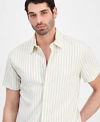 Guess Men's Redford Stripe Woven Short-Sleeve Shirt