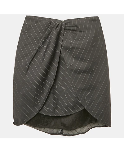 Pre-Owned Off-White Women's Grey Pinstripe Layered Mini Skirt