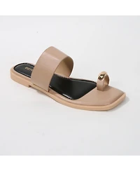 Berness Women's Kamila Gold-Tone Toe-Loop Slide Sandals