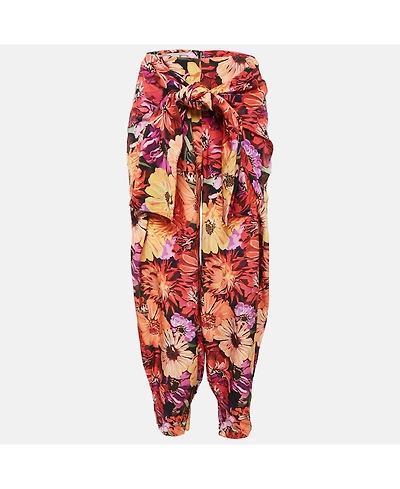 Pre-Owned Stella Mccartney Women's Floral Print Silk Tie-Up Trousers