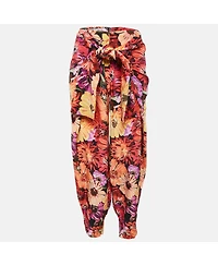 Pre-Owned Stella Mccartney Women's Floral Print Silk Tie-Up Trousers