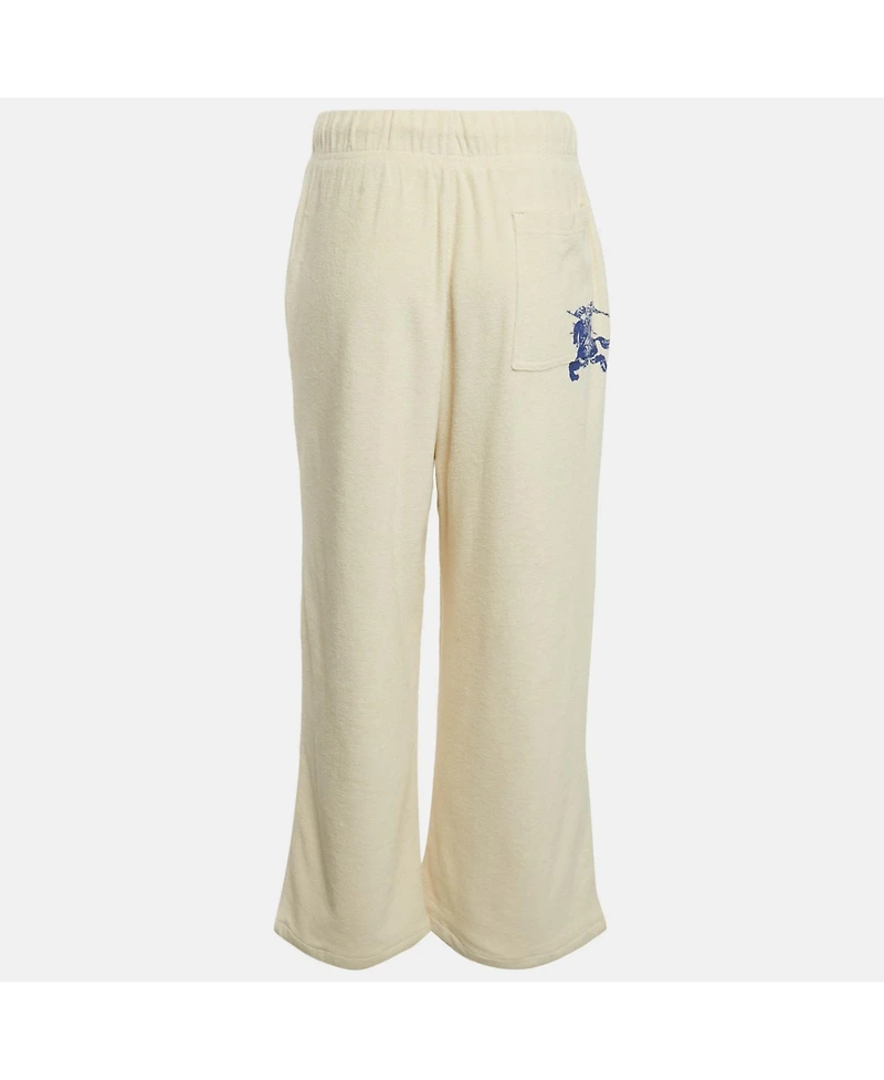 Pre-Owned Burberry Women's Cream Terry Drawstring Wide Leg Pants