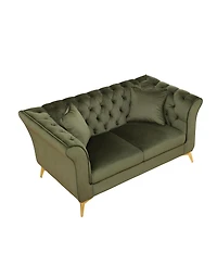 Streamdale Furniture Chesterfield Stanford Sofa, Tufted, Trinkled Fabric, Loveseater